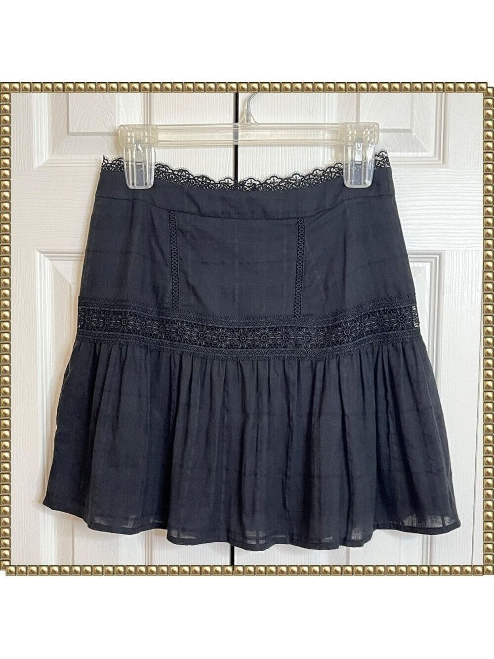 Free People Endless Rose Black Lace Mini Skirt Medium - Picture 2 of 11